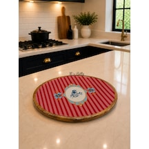 Bellisima Ahşap Yuvarlak Servis Tepsisi 30 Cm Pembe