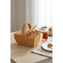 Dikdörtgen Hasır Rattan Mini Kulplu Organizer Sepet - Bb6067 Diğer