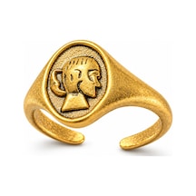 Esoo Jewelry Antik Figür Desenli Gold Renk Vintage Ayarlanabilir Kadın Yüzük Altın