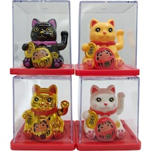 Dörtlü Maneki Neko El Sallayan Şans Kedisi Güneş Enerjili Set No04sns