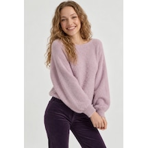 Neden Tekstil Kadın Lila Yumuşak Dokulu Oversize Triko Kazak