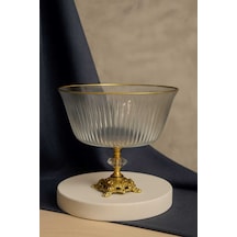 Elta Collection Metal Ayaklı Gold Detaylı Büyük Boy Kase- Sunum - Servis - Salata Kasesi Gold