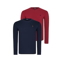 İkili Set T8588 Dewberry Yuvarlak Yaka Erkek Sweatshırt-bordo-lacivert Bordo-lacivert