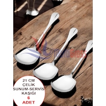 Çelik 21 Cm 6 Adet Servis Kaşığı / Sunum Kaşığı
