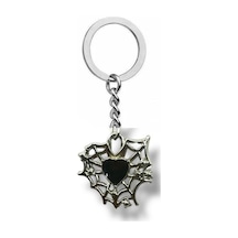 Siyah Örümcek Ağı Kalp Unisex Zamak Kaplama Anahtarlık Gotik Ve Gizemli Tasarım