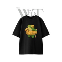 Thewert Frog Duck 1 Tasarım Baskılı Ünisex Siyah Oversize T-shirt