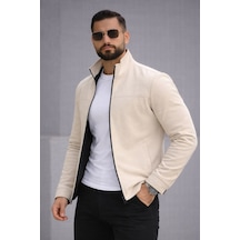 Baselco Slim Fit Dik Yaka Mevsimlik Süet Ceket Krem