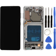 Te Samsung Uyumlu S21 G990 Çıtalı Lcd Ekran Beyaz + Tamir Seti