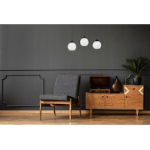 Riolight Modern,retro1,vintage Opal Camlı 3xe27 Sıralı Siyah Meta Siyah