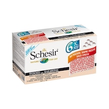 Schesir Multipack Ton Balıklı ve Somonlu Konserve Yetişkin Kedi Maması 6 x 50 G