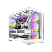 C5 Curve Argb White, 7x120mm Argb Fan Dahil, 270 Kavisli Panoramik Temperli Cam, 360mm Radyatör Desteği, Type-c 3.2