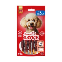 Snack - 666 - Love Köpek Ödülü Dental Ve Eğitim Burgulu Çubuk Üzerine Sarılı Kuzu Eti 10 Cm - Ece-umay - 70 Gr