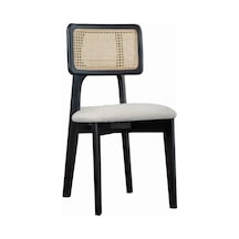 Zeus Hazeranlı Hasırlı Model Ahşap Bohem Sandalye Siyah - Beyaz