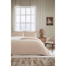 Line Nakışlı Çift Kişilik Yatak Örtüsü 240x250 Cm Bej