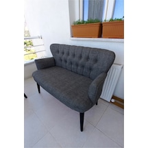Azra Mobilya Ikili Balkon Koltugu - Kanepe - Keten Kumaş - Bekleme Koltugu- Gri Gri