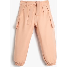 Koton Kargo Pantolon Jogger Kuşak Detaylı Cepli Pembe 3smg40059aw 3SMG40059AW283 Gül