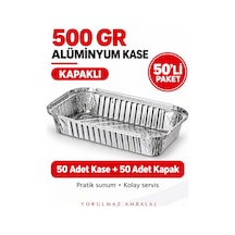 500 Gr Kapaklı Alüminyum Kase 50 Li Kullan At Yemek Ve Paket Servis Kabı