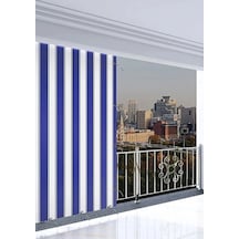 Gencer Home Balkon Perdesi Bağcıklı Ölçü Seçenekli Mavi Beyaz Mavi - Beyaz