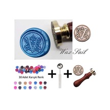 Ayrex Retro Mektup Mühürü Damga V Harfi + 30 Adet Mühür Mumu + Eritme Kaşığı