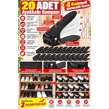 Shoemax 4 Kademeli Ayarlanabilir Ayakkabı Rampası Dolap İçi Yer Tasarruflu Ayakkabı Düzenleyici. 20 Adet Siyah Siyah