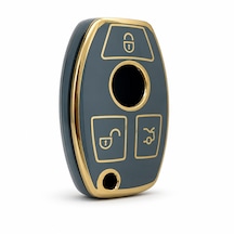 Autohan Keys Lüx Mercedes Benz 2001-2016 Arası Be Tipi Nano Anahtar Kılıfı Gri Gold Altın Renk
