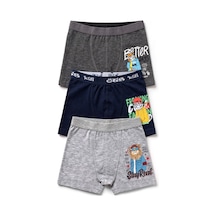 Öts Erkek Çocuk 3 Lü Pamuklu Boxer Baskılı Günlük Klasik Model 7386-3 Renkli