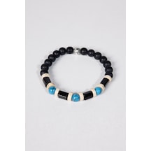 Tudors Doğaltaş Siyah Unisex Bileklik-29744 Çok Renkli