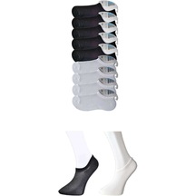 Siyah ve Beyaz Erkek Görünmez Çorap 9 çift