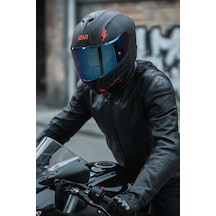 Gıvı 50.x Bones Kırmızı  1 Renkli 1 Şeffaf Vizörlü Motosiklet Kask Lacivet Vizör + Şeffaf