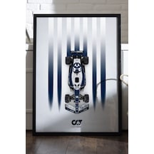 Alpha Tauri Siyah Ahşap Çerçeveli Poster, Dekoratif Formula 1 Duvar Tablosu