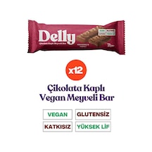Delly Çikolata Kaplı Yer Fıstıklı Vişneli Meyveli Bar 12 x 35 G