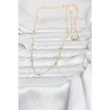 Cm 14k Gold Renk Top Zincir 60 Cm Kadın Kolye Altın - Beyaz