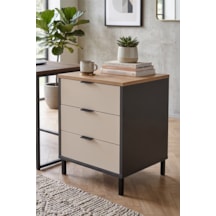 Robin Home Nexus 52x45 Cm 3 Çekmeceli Ofis Keson Komodin Metal Ayaklı Sepet-kumsal-antrasit