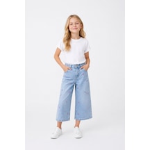 Eray Alp Kids Kız Çocuk Fiyonk Desenli Jean Pantolon Günlük Rahat Kombin Mavi