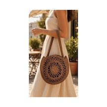 Nakkaş Home Collection Jüt Çanta Kadın Hasır Çanta, Plaj Çantası, Omuz Ve Günlük Kullanım Çantası-kahverengi-40x35 Cm