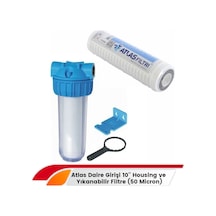 Lotto Filters Atlas Daire Girişi 10'' Housing Ve Yıkanabilir Filtre 50 Micron