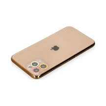 Apple İphone 11 Pro Max Uyumlu Renkli Kamera Lens Koruma Cam - Turuncu-kırmızı