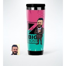 Kişiye Özel Bay Big Boss Karikatürlü Çelik Termos Bardak - 1