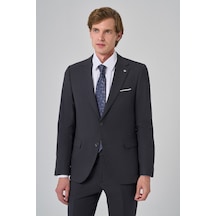 Morven Erkek Füme Yünlü Slim Fit Mono Yaka Takım Elbise 25mc001045050 Füme