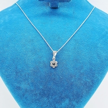 Papatya Model Oltu Taşı İşçilikli 925 Ayar Gümüş Kolye Gümüş