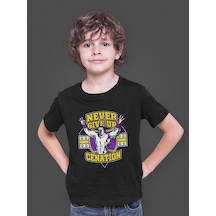 Bumeta John Cena Never Give Up Motivasyon Çocuk Tişört T-shirt Siyah