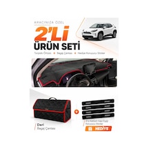 E-biz Toyota Yaris Cross 2022-2025 Uyumlu Torpido Örtüsü + Deri Çanta - Siyah-kırmızı - To029