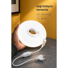 Fişli Beyaz Işıklı 3 Metre Şerit Aydınlatma İki Pimli Beyaz Fişli