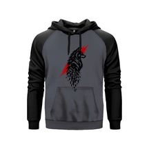 Bozkurt Geometirk Gölge Gri Renk Reglan Kol Sweatshirt Kapşonlu
