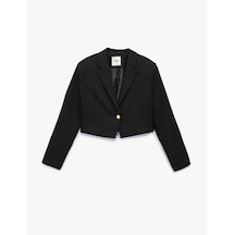 Koton Uzun Kollu Kruvaze Düğmeli Crop Blazer Ceket Siyah 6sak50023pw Siyah