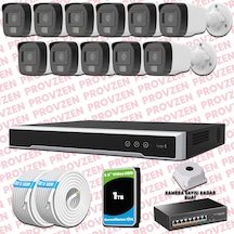 Provzen Hikvision 11 Kameralı Ip Full Hd Renkli Güvenlik Kamerası Mikrofonlu