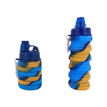 Novahub Silikon Seyahat Şişesi Küçük Boy, Katlanabilir Spor Su Şişesi 500ml Sarı Sarı