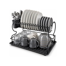 Siyah - Metal Lux Çift Katlı Tabaklık - Bulaşıklık 5580