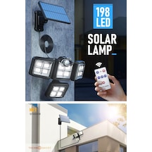 Technosmart Solar Güneş Enerjili 198 Ledli Kumandalı Hareket Sensörlü Bahçe Aydınlatma Sokak Lambası Çok Renkli