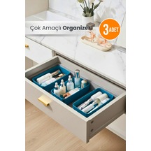 Orvila 3'lü Makyaj Düzenleyici Kutu Pratik Organizer Çok Amaçlı Organizer Kutu Turkuaz